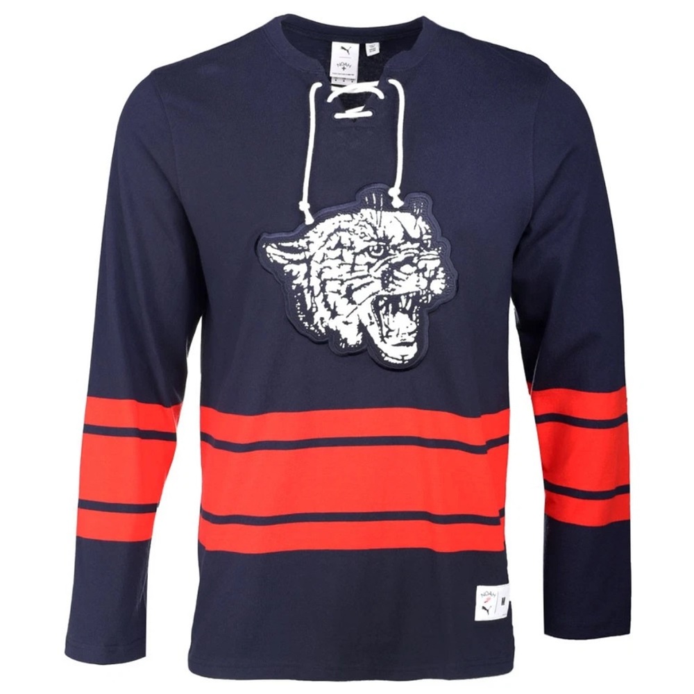 PUMA Noah Striped V Neck Long Sleeve Hockey Jersey